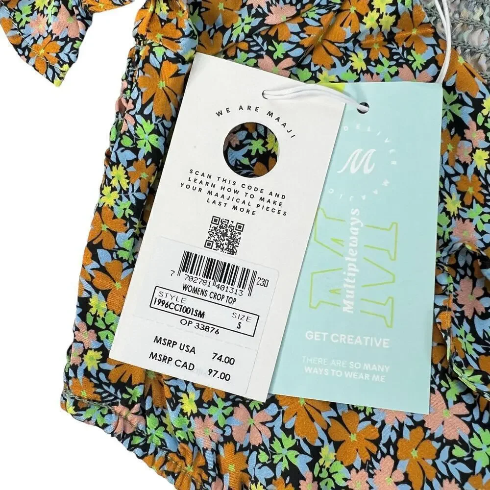 New Women’s Maaji Blossom Briella Cover-Up Crop Top Size S